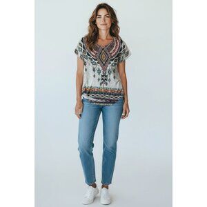 Womens Knit Top Small Medium Boho Western Southwest Indie Tribal Artsy Native